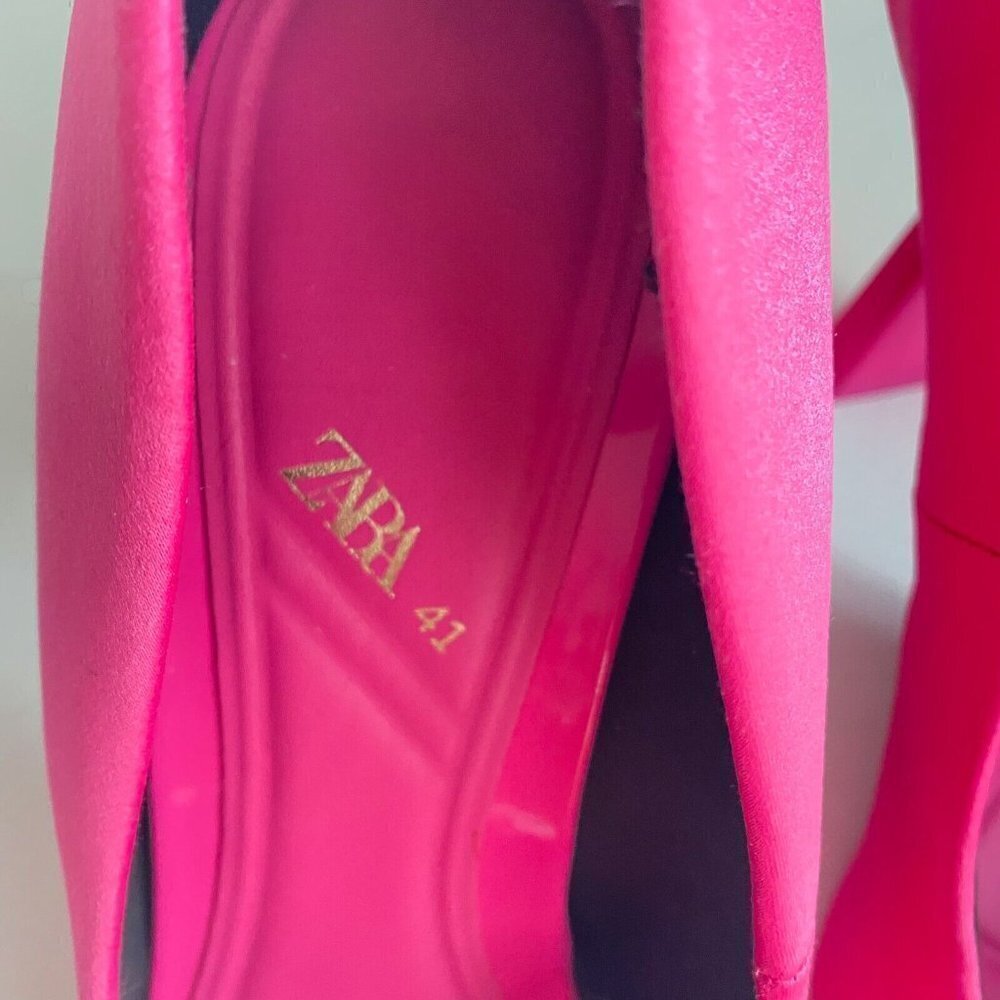 NWT Zara Pink Satin Pointy Toe  heels 41 - Picture 9 of 10
